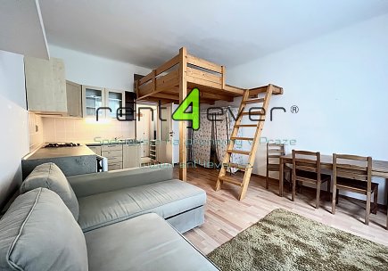 Pronájem bytu, Žižkov, V Domově, byt 1+kk, 29 m2, cihla, patro na spaní, zařízený nábytkem, Rent4Ever.cz