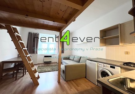 Pronájem bytu, Žižkov, V Domově, byt 1+kk, 29 m2, cihla, patro na spaní, zařízený nábytkem, Rent4Ever.cz