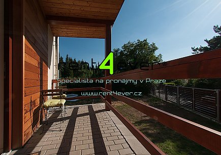 Pronájem bytu, Troja, Na Farkách, 1+kk v RD, 25 m2, novostavba, terasa, zahrada, zařízený nábytkem, Rent4Ever.cz