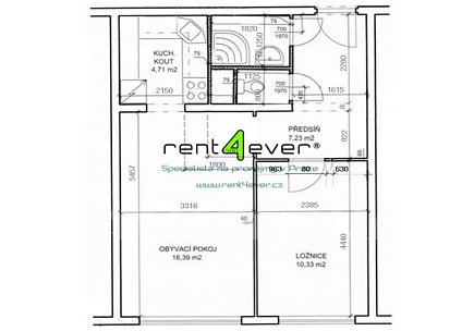 Pronájem bytu, Bohnice, Katovická, byt 2+kk, 44 m2, sklep, výtah, bezbariérový, částečně zařízený, Rent4Ever.cz