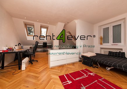 Pronájem bytu, Smíchov, Na Doubkové, 1+1, 63 m2, cihla, zahrada, garáž, nezařízený, Rent4Ever.cz