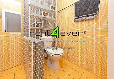Pronájem bytu, Smíchov, Grafická, 1+kk, 39 m2, cihla, sklep, komora, výtah, zařízený, Rent4Ever.cz
