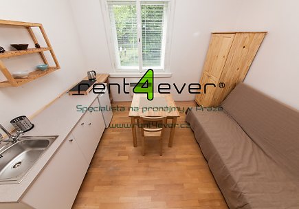 Pronájem bytu, Smíchov, K závěrce, byt 1+kk, 15 m2, cihla, zahrada, zařízený nábytkem, Rent4Ever.cz