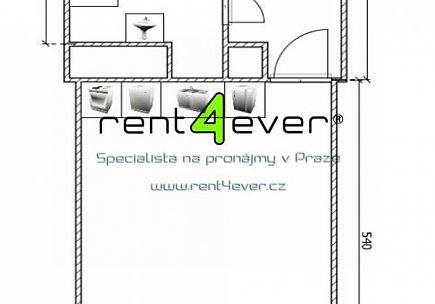 Pronájem bytu, Žižkov, Malešická, 1+kk, 33 m2, cihla, zahrada, sklep, nezařízený, Rent4Ever.cz