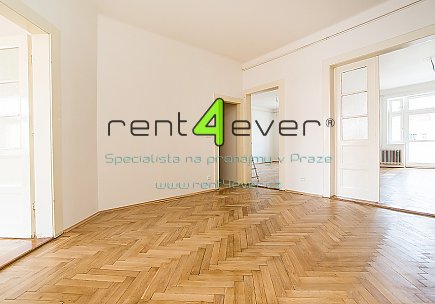 Pronájem bytu, Bubeneč, Jugoslávských partyzánů, 3+1, 112 m2, cihla, 2x balkon, sklep, nezařízený , Rent4Ever.cz