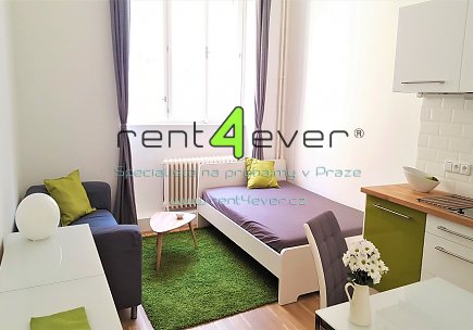 Pronájem bytu, Vinohrady, Sobotecká, byt 1+kk, 21 m2, cihla, po rekonstrukci, zařízený, Rent4Ever.cz