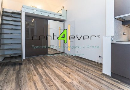 Pronájem bytu, Vinohrady, Francouzská, 1+kk, 30 m2, cihla, vestavěné patro, zahrada, nezařízený, Rent4Ever.cz