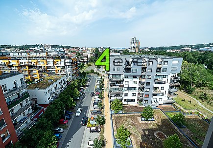 Pronájem bytu, Vysočany, Pod Harfou, 2+kk, 48 m2, novostavba, cihla, výtah, terasa, zařízený, Rent4Ever.cz