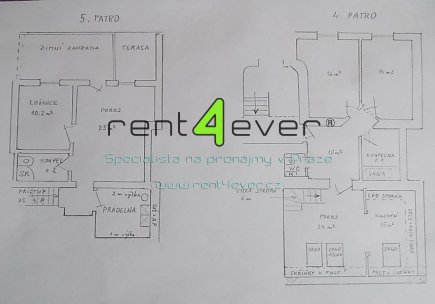 Pronájem bytu, Metro B Palmovka, mezonetový byt 5+1, 134 m2, zimní zahrada, terasa, část. vybavený, Rent4Ever.cz