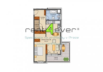 Pronájem bytu, Dolní Měcholupy, Kryšpínova, byt 2+kk, 60.1 m2, novostavba, balkon, část. zařízený, Rent4Ever.cz