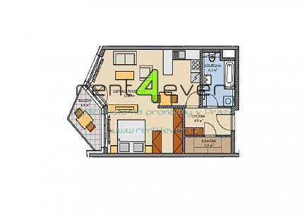 Pronájem bytu, Hlubočepy, Vítové, byt 2+kk, 51.7 m2, novostavba, balkon, garážové stání, Rent4Ever.cz