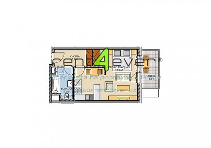 Pronájem bytu, Hlubočepy, Vítové, byt 1+kk, 37.7 m2, novostavba, balkon, nevybavený nábytkem, Rent4Ever.cz