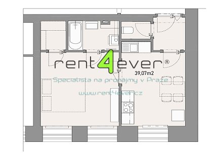 Pronájem bytu, Nové Město, Zlatnická, 2+kk, 39.07 m2, cihla, po rekonstrukci, nevybavený nábytkem, Rent4Ever.cz