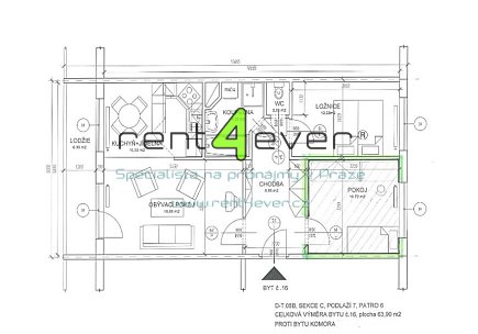 Pronájem bytu, Nusle, Kotorská, byt 3+kk, 64 m2, lodžie, komora, zařízený nábytkem, Rent4Ever.cz